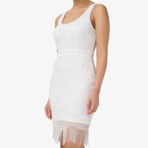 Fringed Sheath Adrianna Papell Cocktail Dress Size 4 WORN ONCE